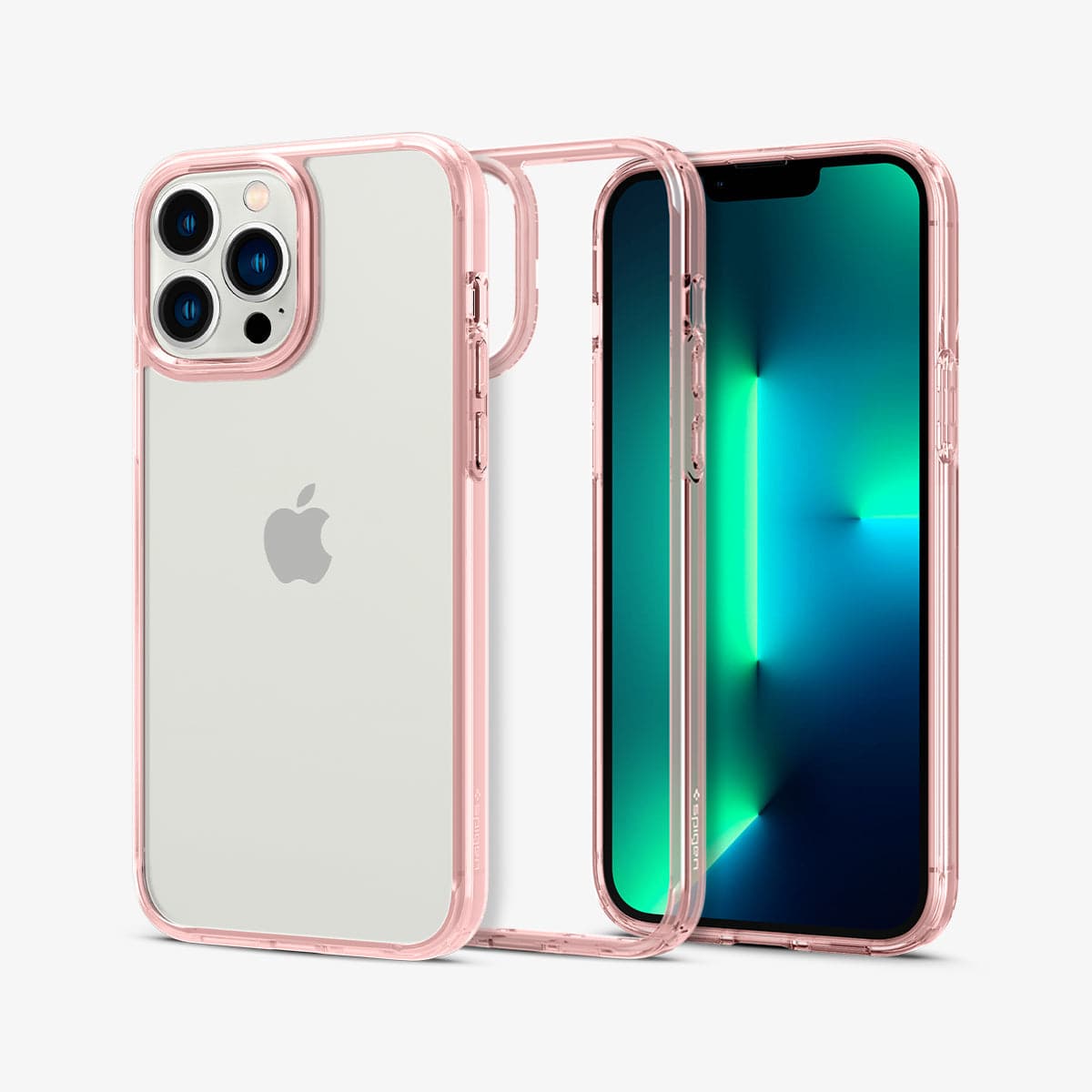 ACS03207 - iPhone 13 Pro Max Case Ultra Hybrid in rose crystal showing the back, inside and front