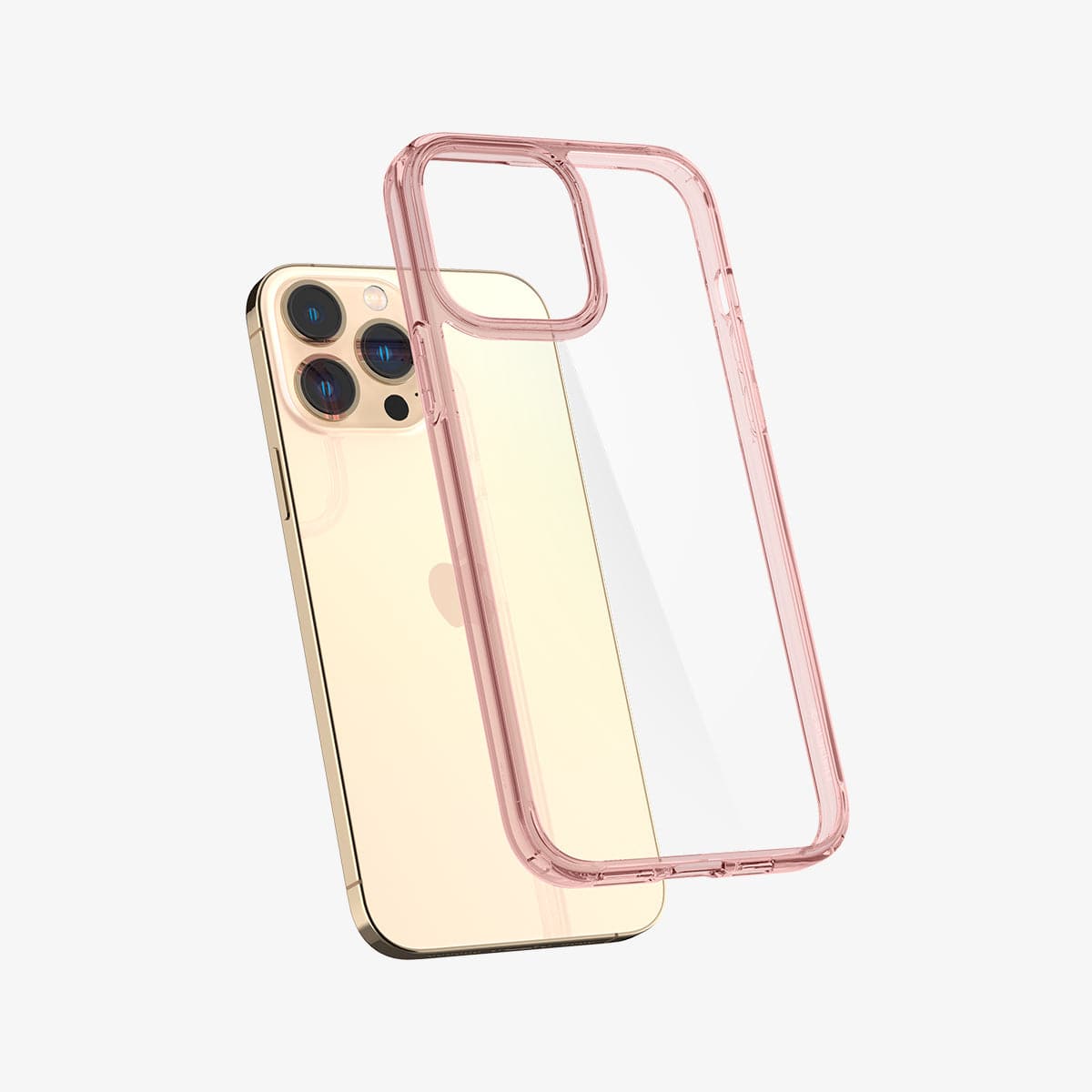 ACS03207 - iPhone 13 Pro Max Case Ultra Hybrid in rose crystal showing the back with case hovering away from device