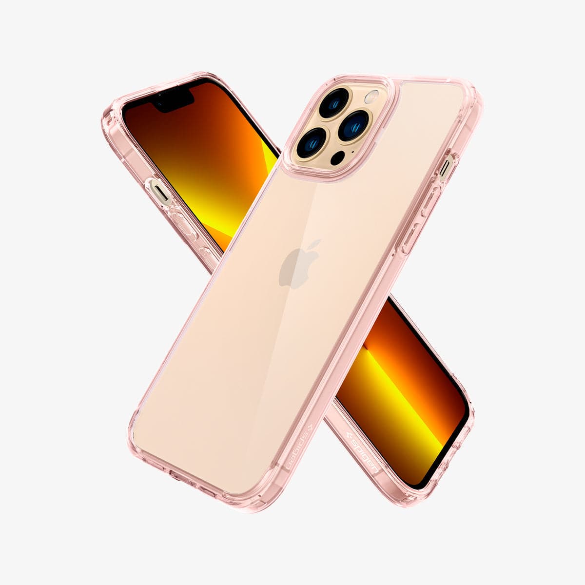 ACS03207 - iPhone 13 Pro Max Case Ultra Hybrid in rose crystal showing the back, front and sides