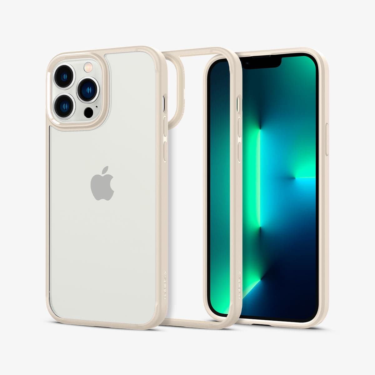 ACS03208 - iPhone 13 Pro Max Case Ultra Hybrid in sand beige showing the back, inside and front