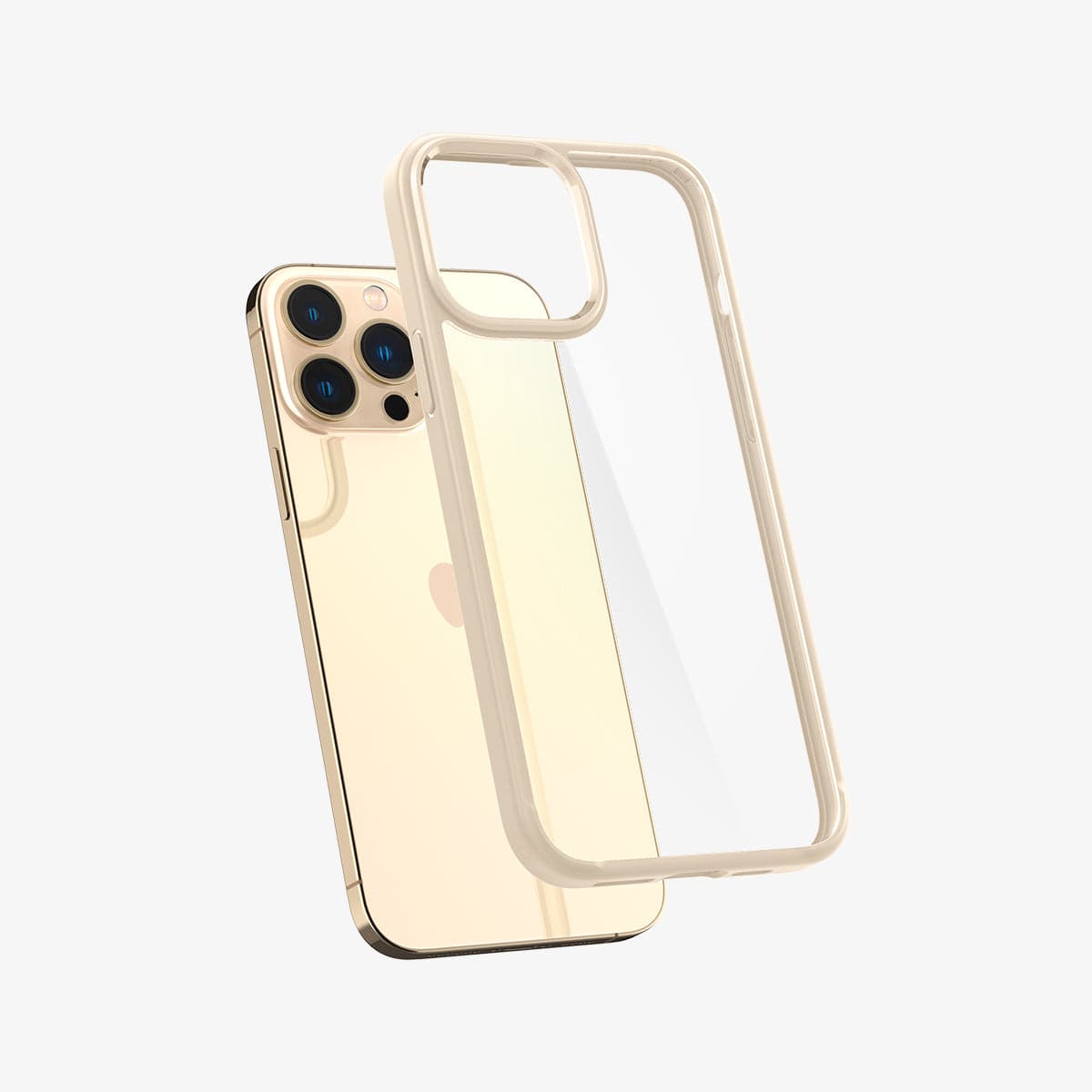 ACS03208 - iPhone 13 Pro Max Case Ultra Hybrid in sand beige showing the back with case hovering away from device