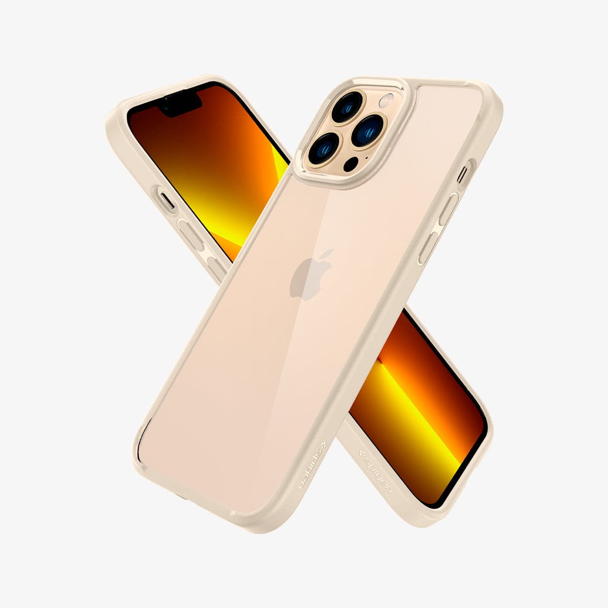 ACS03208 - iPhone 13 Pro Max Case Ultra Hybrid in sand beige showing the back, front and sides