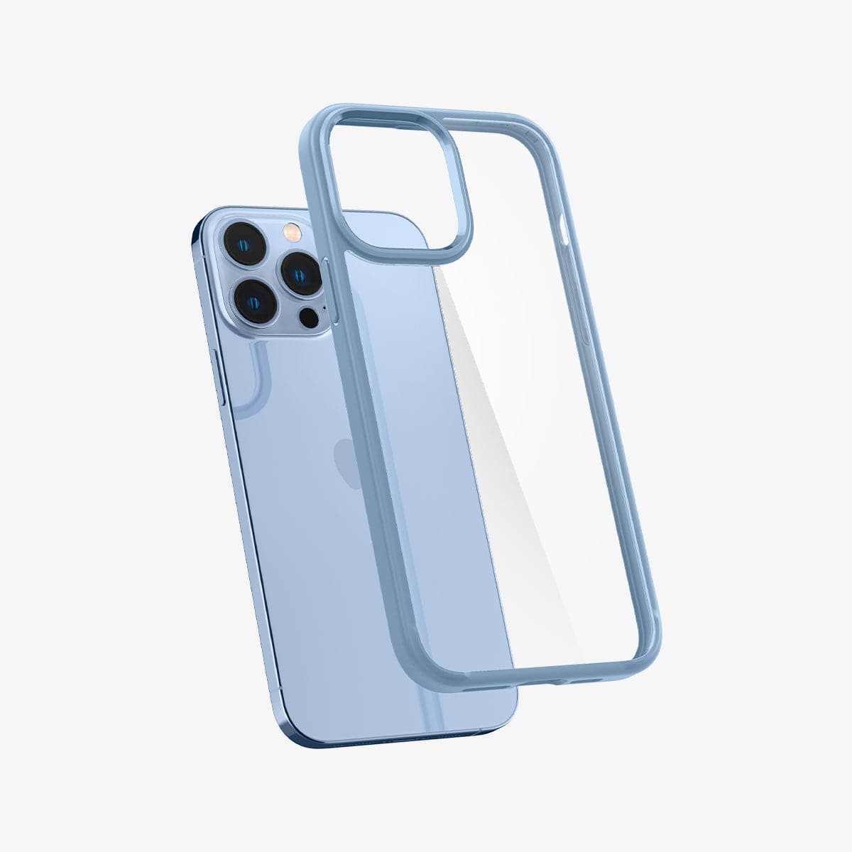 ACS04131 - iPhone 13 Pro Max Case Ultra Hybrid in sierra blue showing the back with case hovering away from device