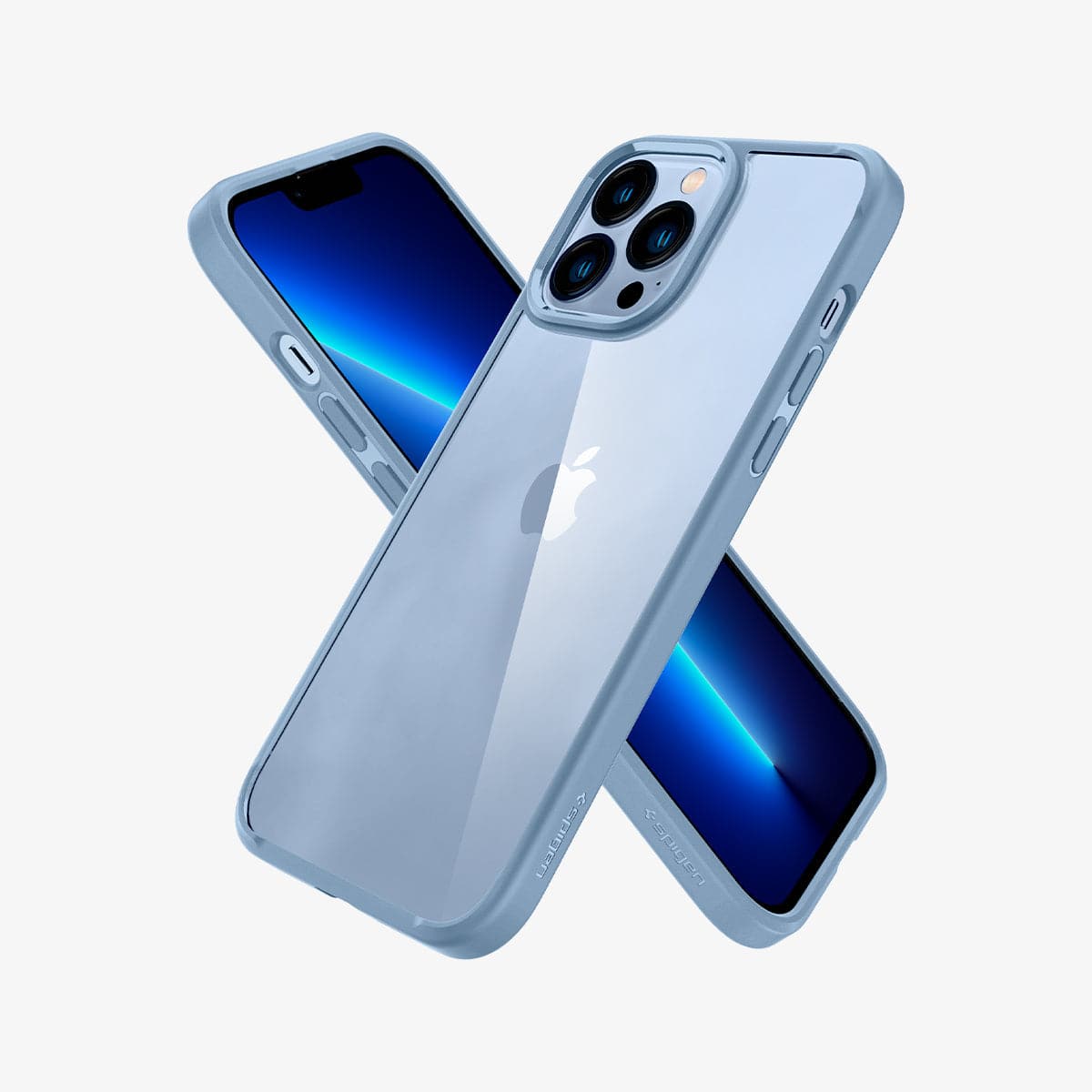 ACS04131 - iPhone 13 Pro Max Case Ultra Hybrid in sierra blue showing the back, front and sides
