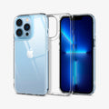 ACS03271 - iPhone 13 Pro Case Quartz Hybrid in crystal clear showing the back, inside and front