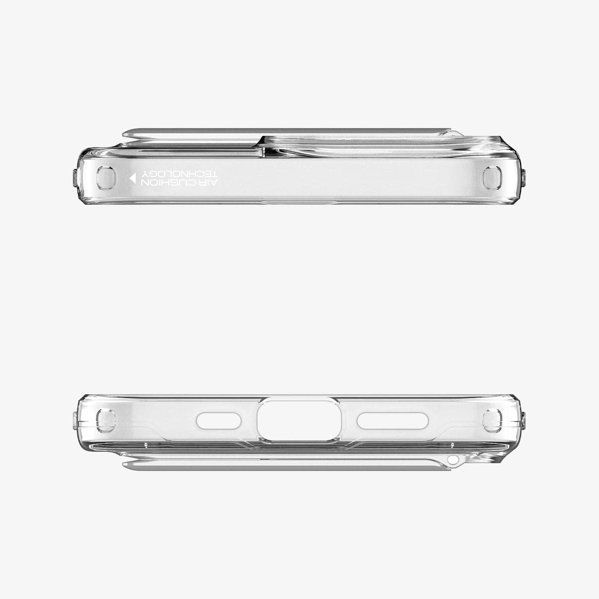 ACS03304 - iPhone 13 Pro Case Slim Armor Essential S in crystal clear showing the top and bottom with precise cutouts