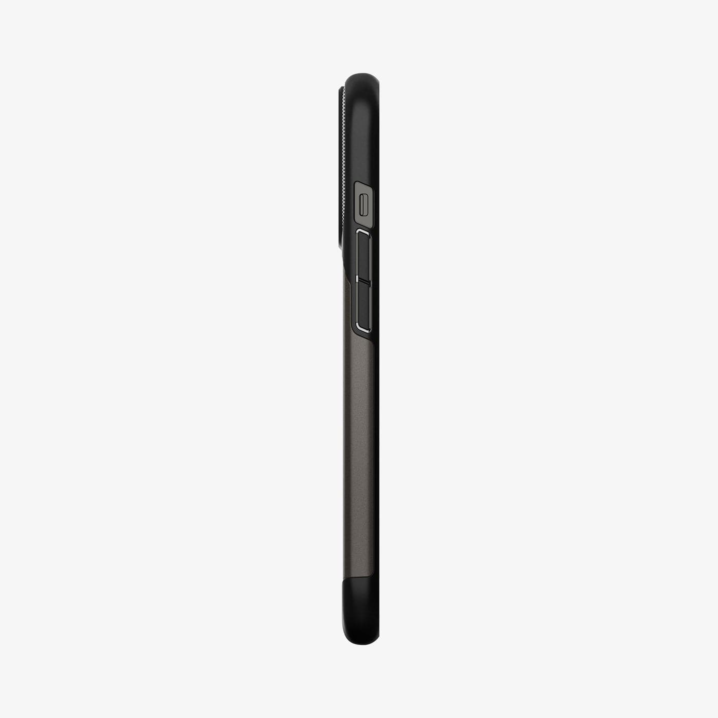 ACS03303 - iPhone 13 Pro Case Slim Armor in gunmetal showing the side with volume controls