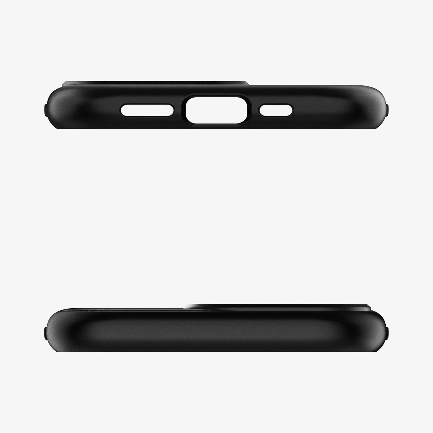ACS03303 - iPhone 13 Pro Case Slim Armor in gunmetal showing the top and bottom with precise cutouts