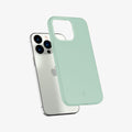 ACS03493 - iPhone 13 Pro Case Thin Fit in apple mint showing the back with case hovering away from device