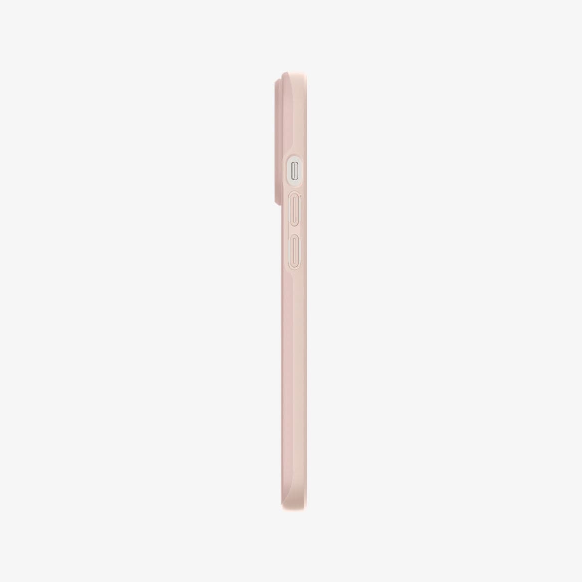 ACS03676 - iPhone 13 Pro Case Thin Fit in pink sand showing the side with volume controls
