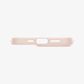 ACS03676 - iPhone 13 Pro Case Thin Fit in pink sand showing the bottom with precise cutouts