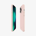 ACS03676 - iPhone 13 Pro Case Thin Fit in pink sand showing the sides, partial front and back