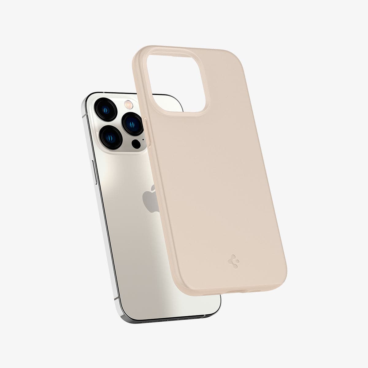 ACS03252 - iPhone 13 Pro Case Thin Fit in sand beige showing the back with case hovering away from device
