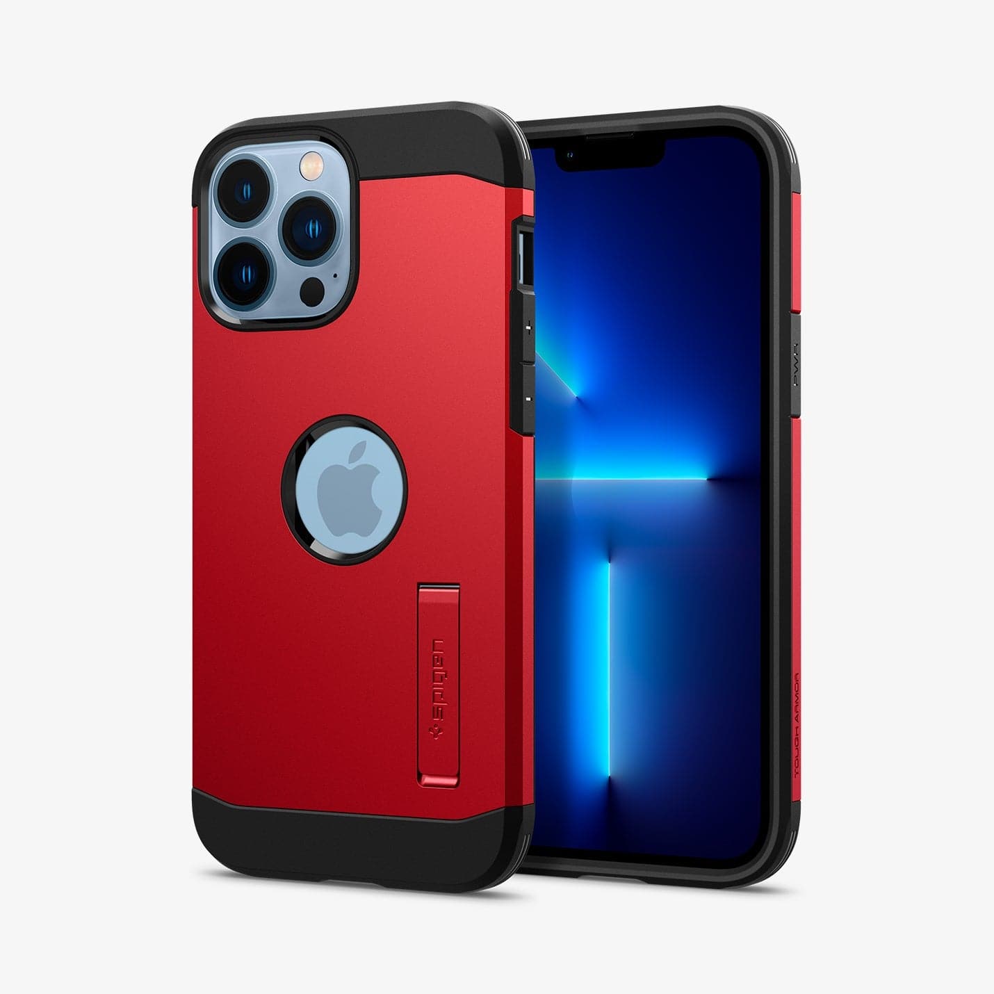 ACS03278 - iPhone 13 Pro Case Tough Armor in red showing the back and front