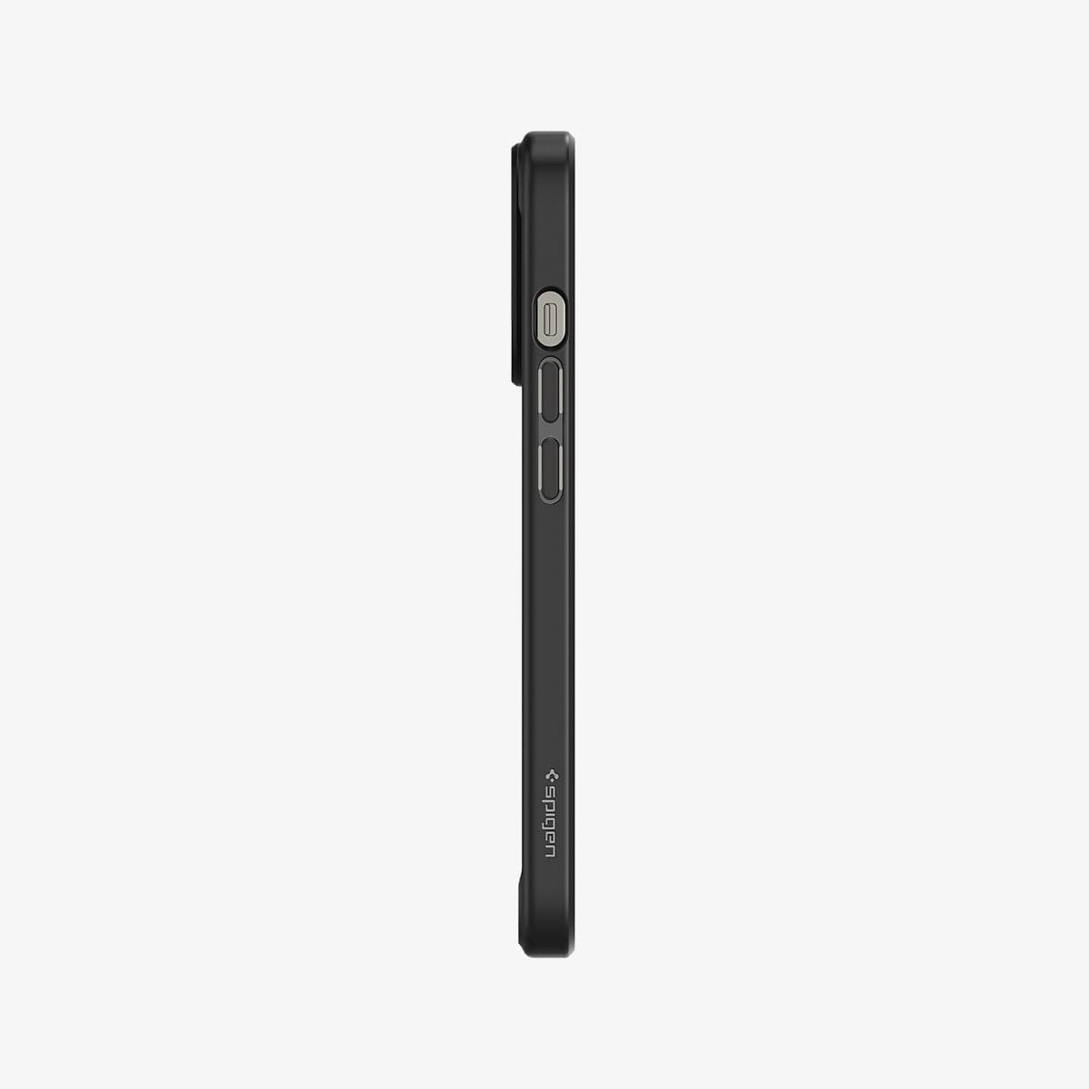 ACS03262 - iPhone 13 Pro Case Ultra Hybrid in matte black showing the side with volume controls