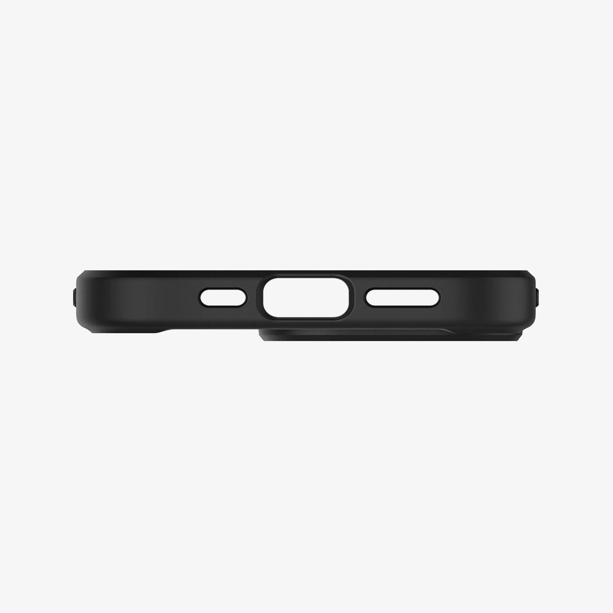 ACS03262 - iPhone 13 Pro Case Ultra Hybrid in matte black showing the bottom with precise cutouts