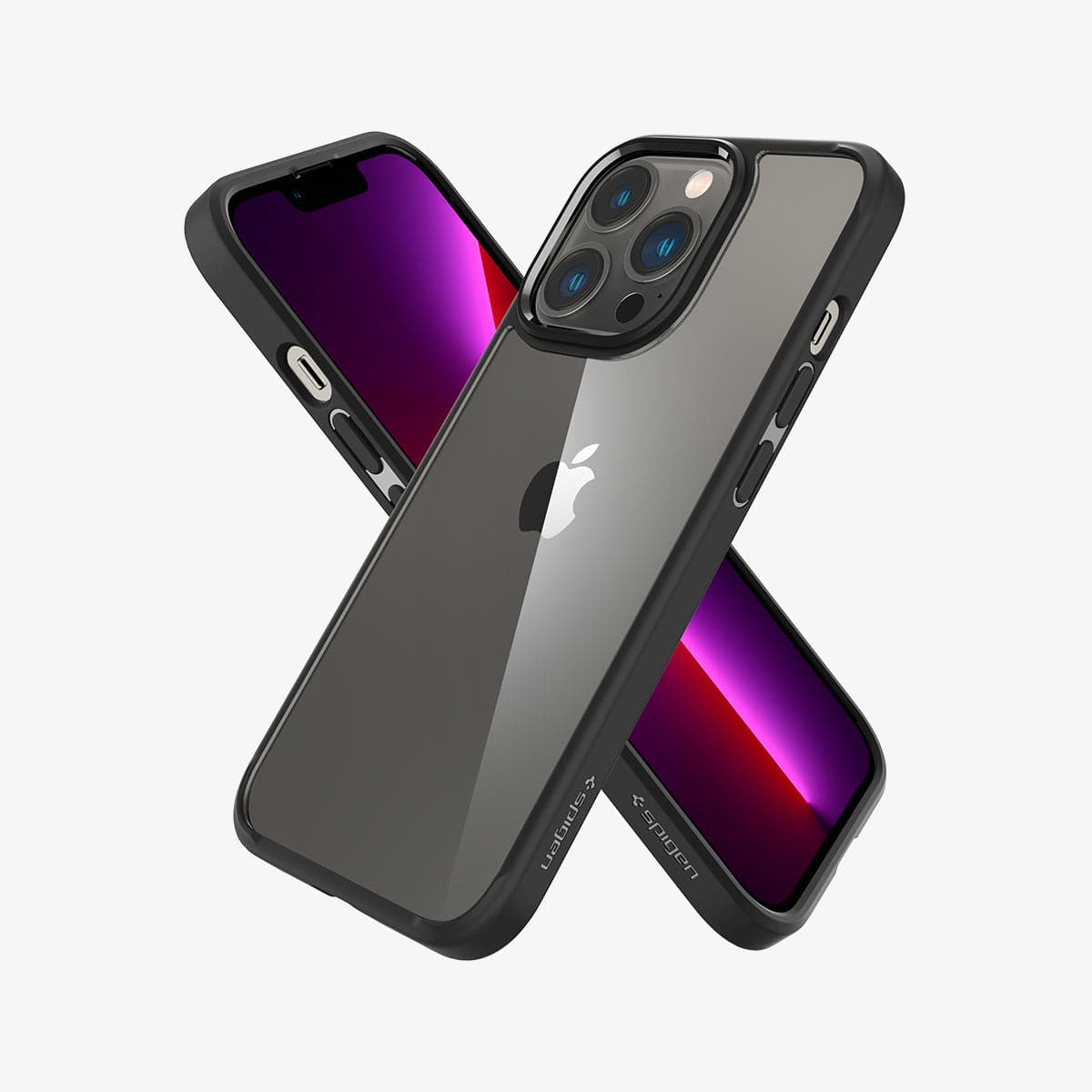 ACS03262 - iPhone 13 Pro Case Ultra Hybrid in matte black showing the back, front and sides