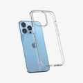 ACS03261 - iPhone 13 Pro Case Ultra Hybrid in crystal clear showing the back with case hovering away from device