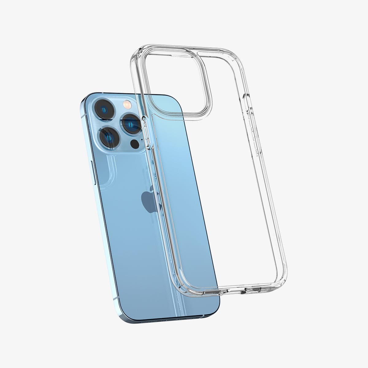 ACS03261 - iPhone 13 Pro Case Ultra Hybrid in crystal clear showing the back with case hovering away from device