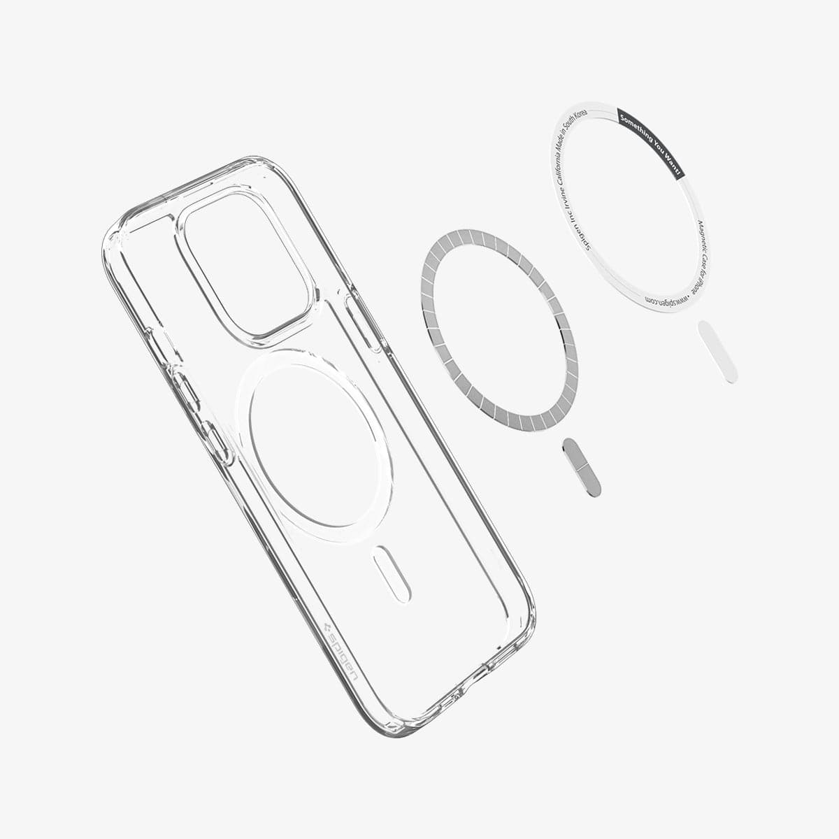 ACS03268 - iPhone 13 Pro Case Ultra Hybrid Mag Safe Compatible in black showing the inside magnetic ring layers