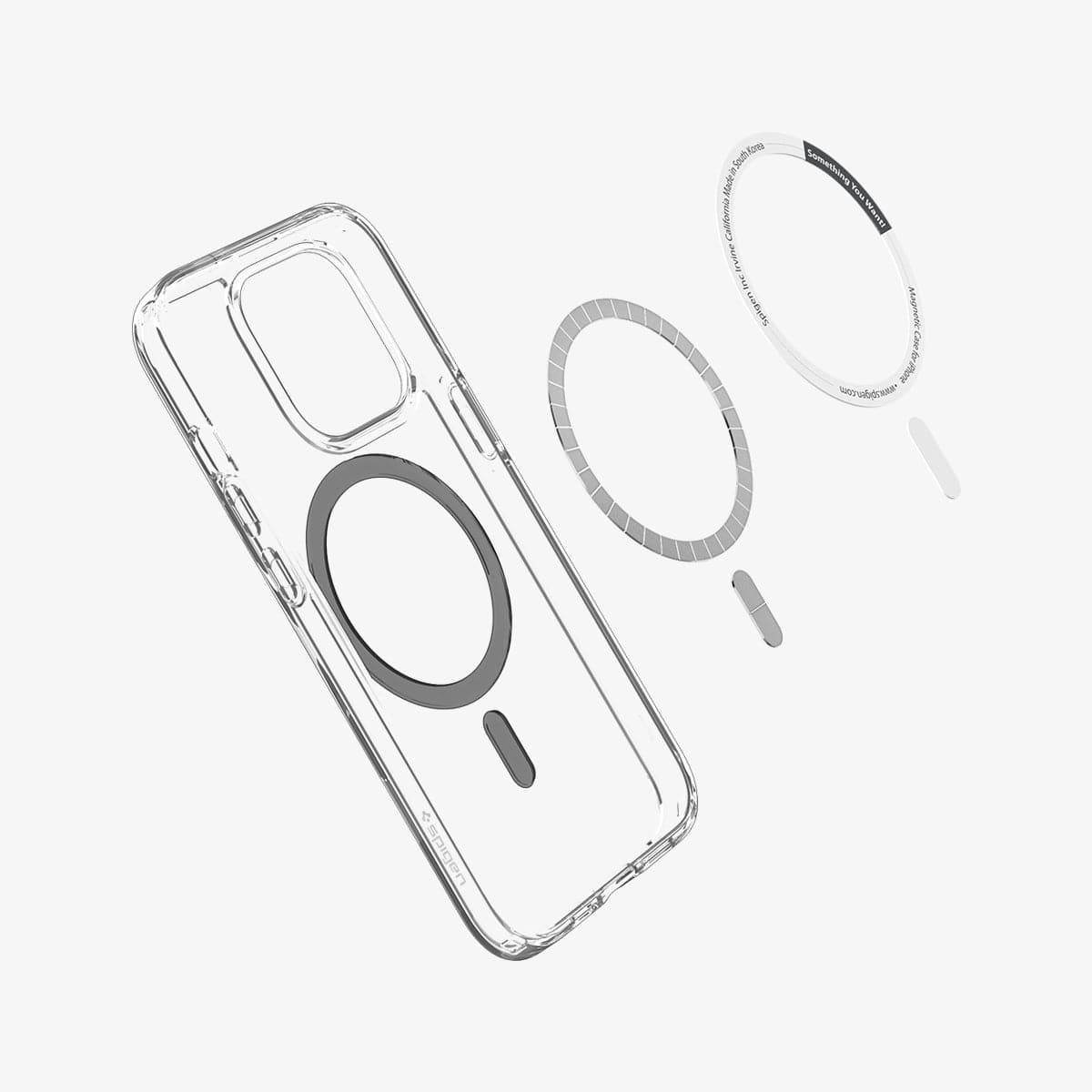 ACS04085 - iPhone 13 Pro Case Ultra Hybrid Mag (MagFit) in carbon fiber showing the inside magnetic ring layers