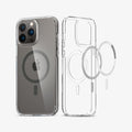 ACS03211 - iPhone 13 Pro Max Case Ultra Hybrid Mag Safe Compatible in graphite showing the back and inside with layers of magnetic ring