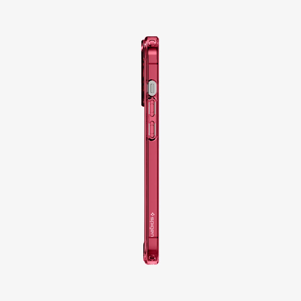 ACS03263 - iPhone 13 Pro Case Ultra Hybrid in red crystal showing the side with volume controls