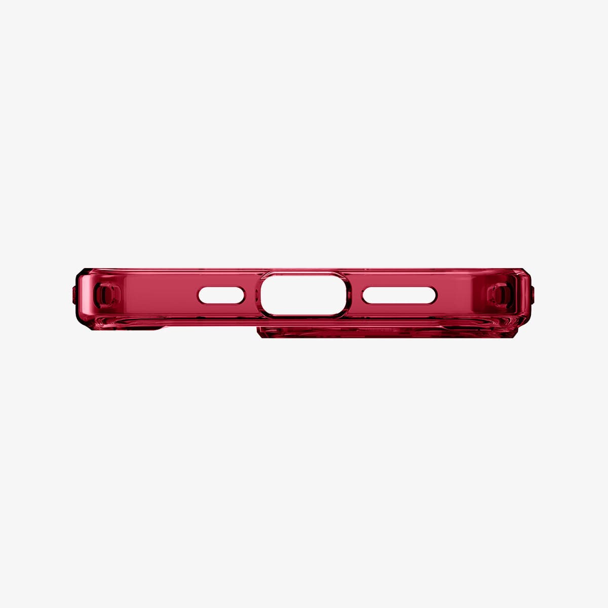 ACS03263 - iPhone 13 Pro Case Ultra Hybrid in red crystal showing the bottom with precise cutouts