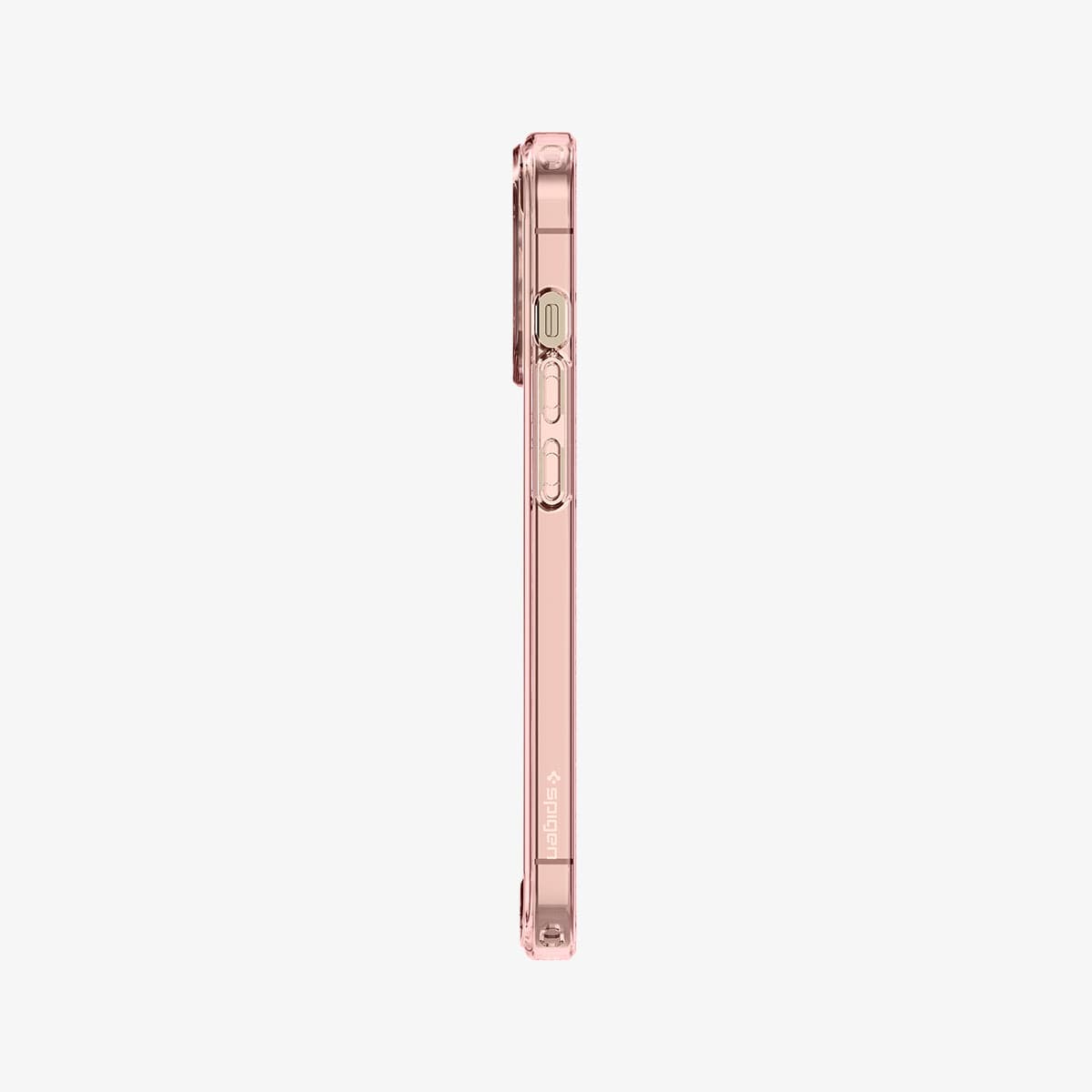 ACS03264 - iPhone 13 Pro Case Ultra Hybrid in rose crystal showing the side with volume controls