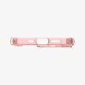 ACS03264 - iPhone 13 Pro Case Ultra Hybrid in rose crystal showing the bottom with precise cutouts