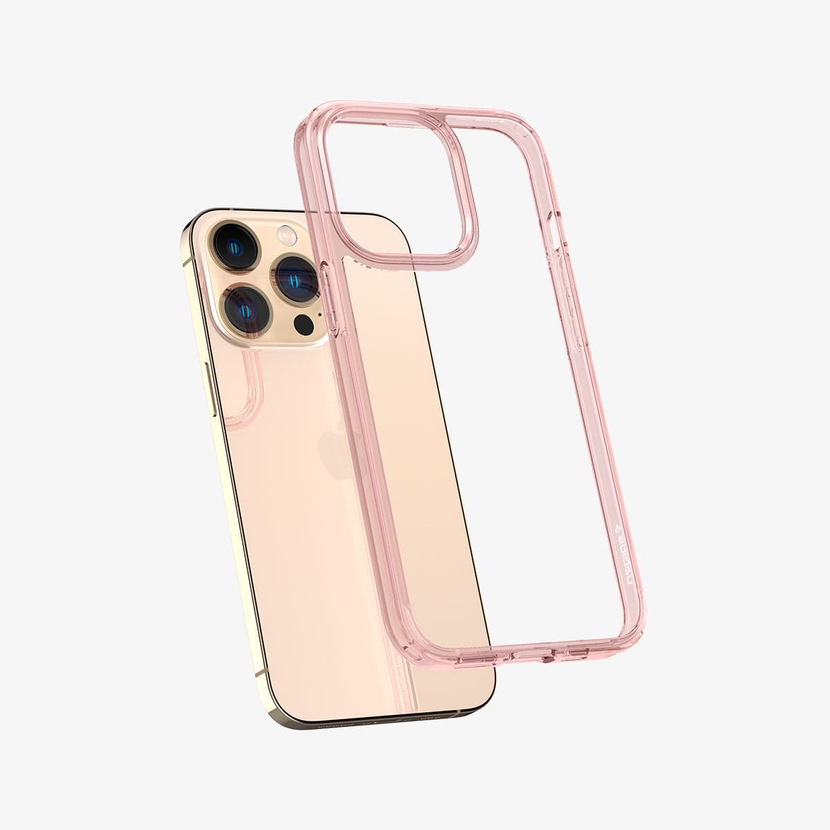 ACS03264 - iPhone 13 Pro Case Ultra Hybrid in rose crystal showing the back with case hovering away from device