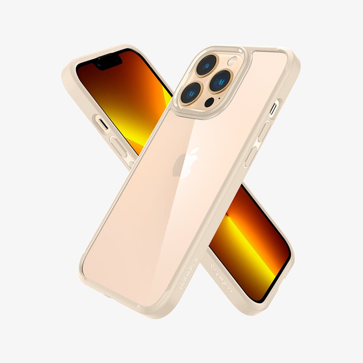 ACS03265 - iPhone 13 Pro Case Ultra Hybrid in sand beige showing the back, front and sides