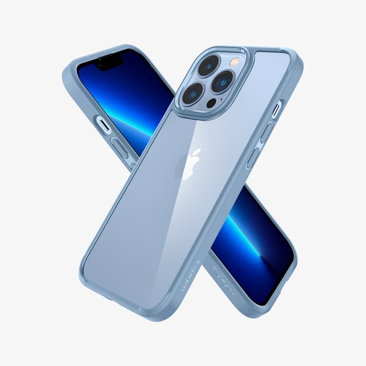 ACS04132 - iPhone 13 Pro Case Ultra Hybrid in sierra blue showing the back, front and sides