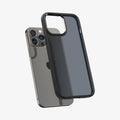 ACS03621 - iPhone 13 Pro Case Ultra Hybrid Matte in frost black showing the back hovering behind device back