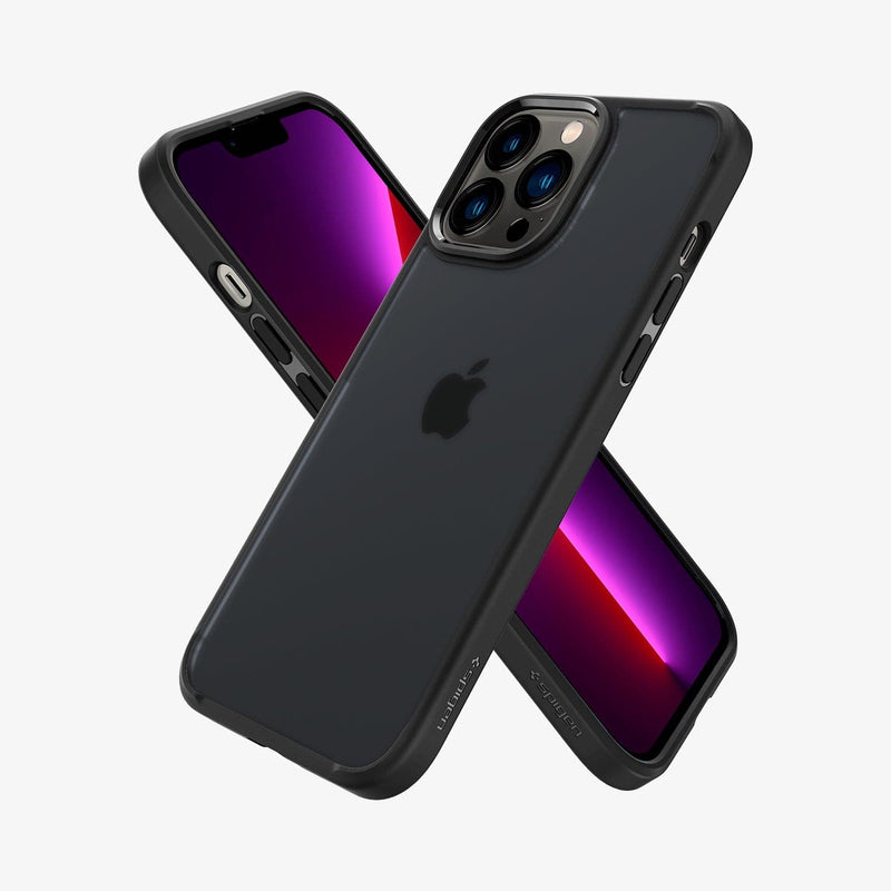 ACS03619 - iPhone 13 Pro Max Case Ultra Hybrid Matte in frost black showing the back, side and front