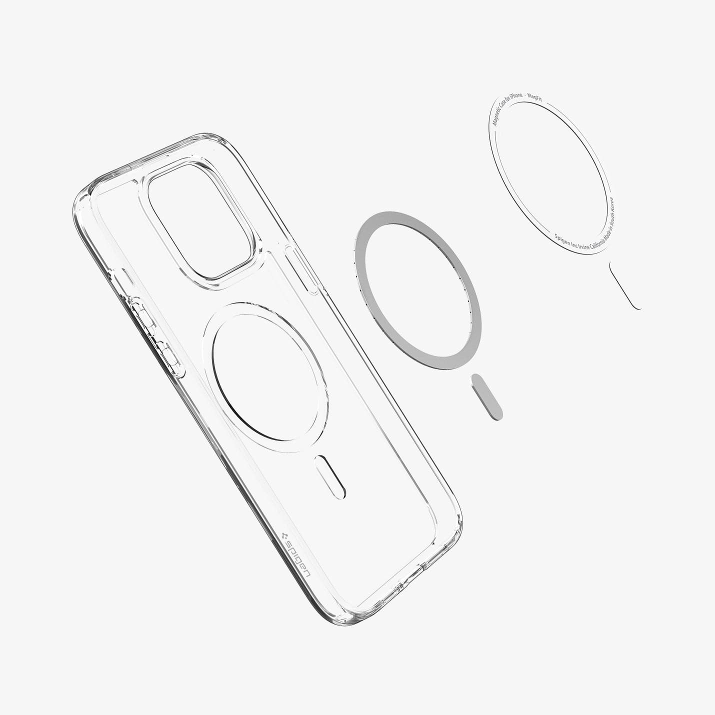 ACS04970 - iPhone 14 Pro Case Ultra Hybrid (MagFit) in graphite showing the inside with magnetic layers