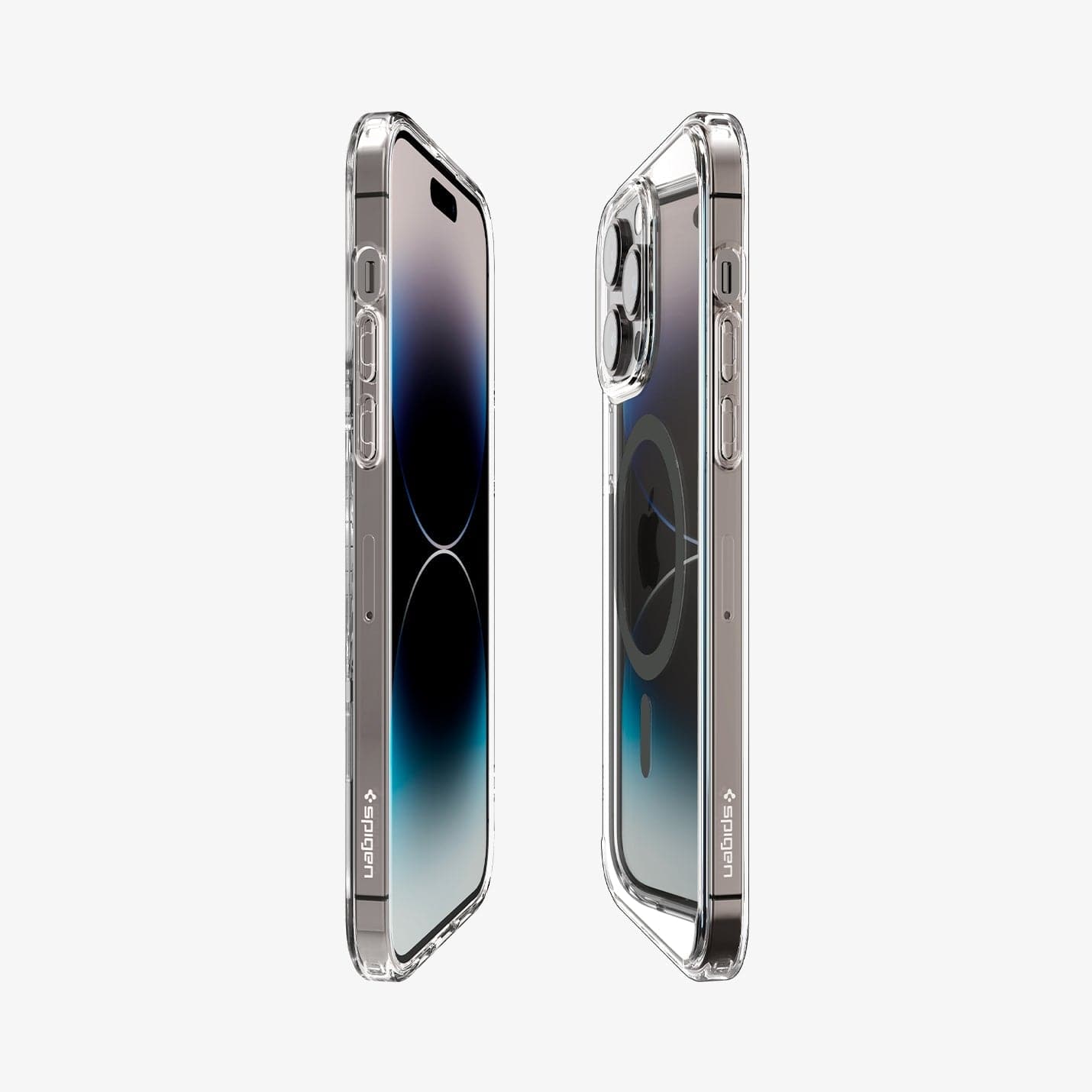 ACS04970 - iPhone 14 Pro Case Ultra Hybrid (MagFit) in graphite showing the sides, partial back and front