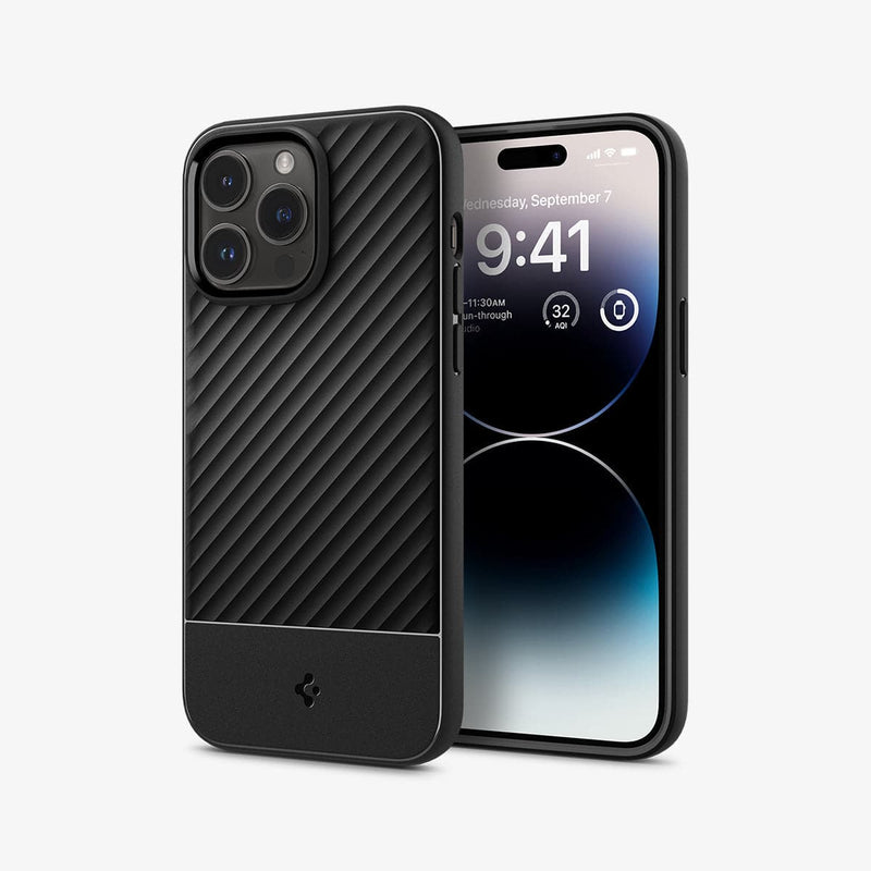 ACS04634 - iPhone 14 Pro Max Case Core Armor in matte black showing the back and front
