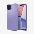 ACS06780 - iPhone 15 Case Thin Fit in iris purple showing the back and front