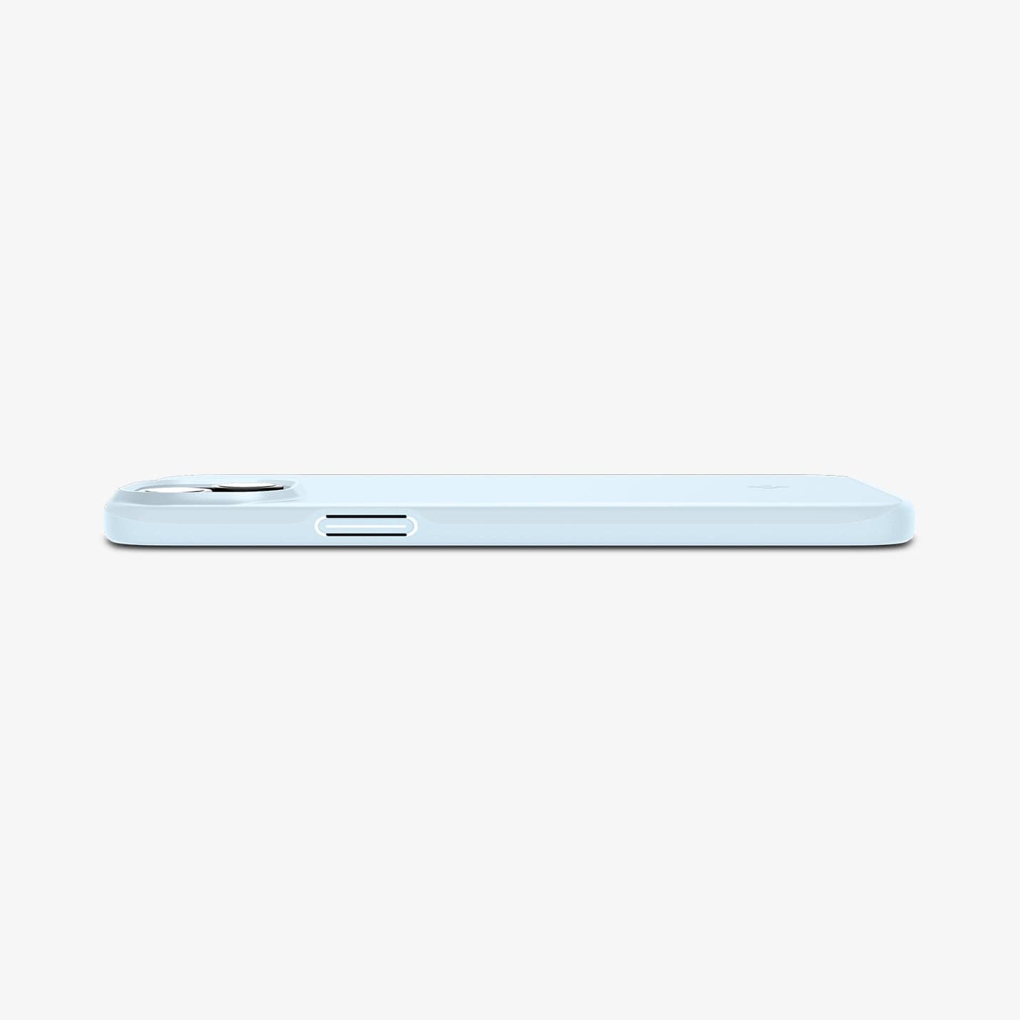ACS06781 - iPhone 15 Case Thin Fit in mute blue showing the side