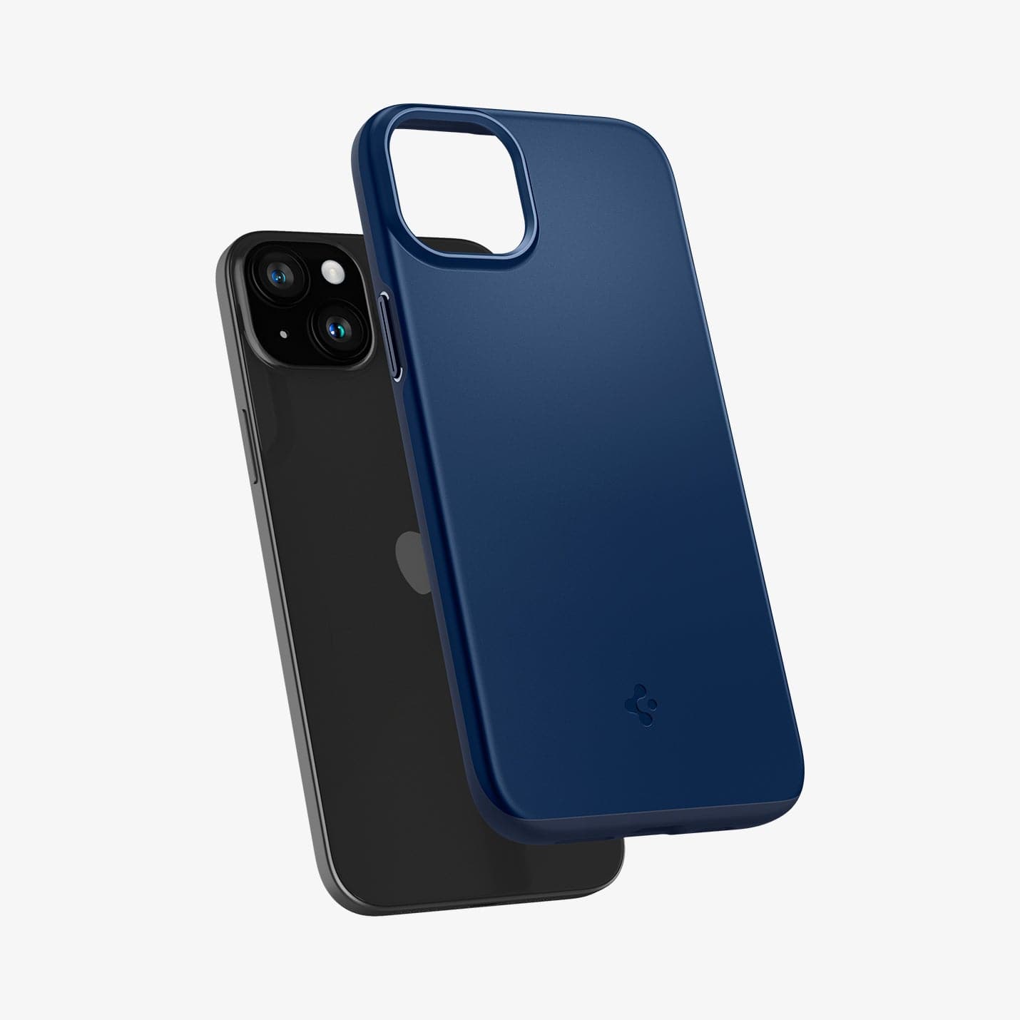 ACS06777 - iPhone 15 Case Thin Fit in navy blue showing the back with case hovering away from device
