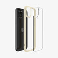 ACS06800 - iPhone 15 Case Ultra Hybrid in mute beige showing the back with multiple layers of case hovering away from device