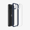 ACS06801 - iPhone 15 Case Ultra Hybrid in navy blue showing the back with multiple layers of case hovering away from device