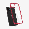 ACS06794 - iPhone 15 Case Ultra Hybrid in red crystal showing the back with case hovering away from device