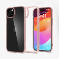 ACS06795 - iPhone 15 Case Ultra Hybrid in rose crystal showing the back, inside and front