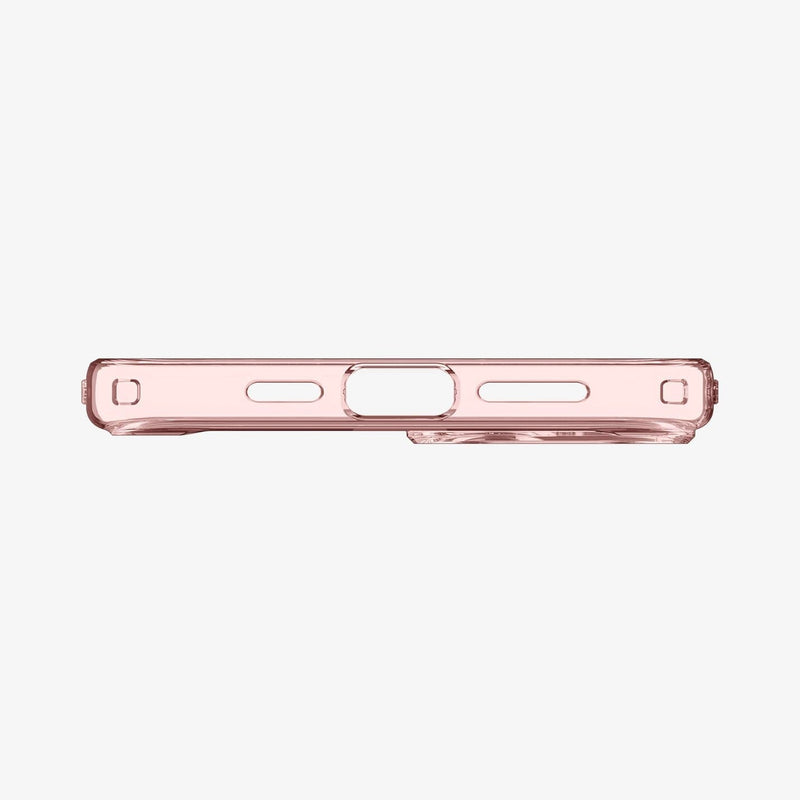 ACS06795 - iPhone 15 Case Ultra Hybrid in rose crystal showing the bottom with precise cutouts