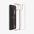 ACS06795 - iPhone 15 Case Ultra Hybrid in rose crystal showing the back with multiple layers of case hovering away from device