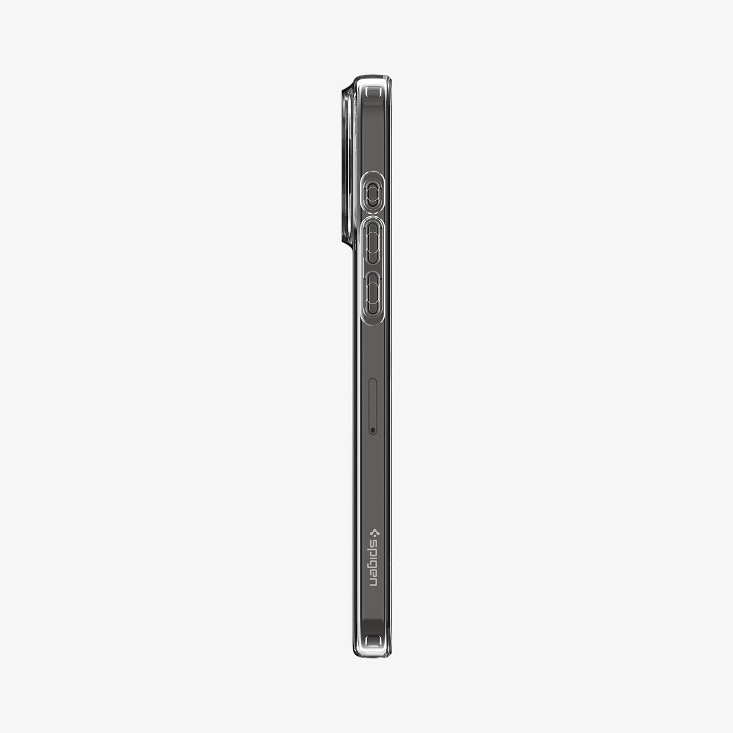ACS06699 - iPhone 15 Pro Case Liquid Crystal in crystal clear showing the side with volume controls