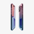 ACS06700 - iPhone 15 Pro Case Liquid Crystal in gradation pink showing the sides, partial front and back