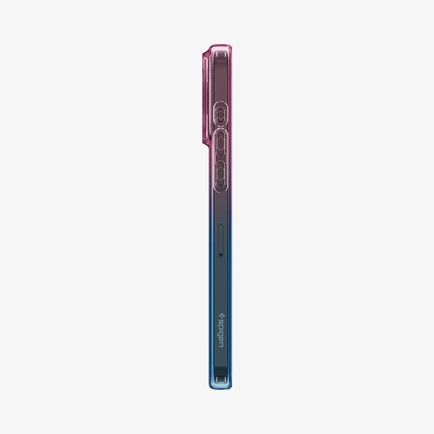 ACS06700 - iPhone 15 Pro Case Liquid Crystal in gradation pink showing the side with volume controls